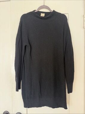 BALDWIN Black Ribbed Crewneck Sweater Dress